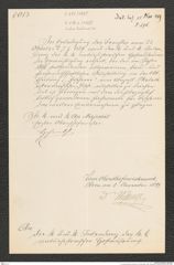 k.k. naturhistorisches Hofmuseum, Intendanzakten 1885-1896 (Hauer), Aktenzahl Z.696.a/1889, Seite 1